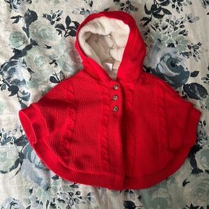 Carter’s Red Baby Hooded Sweater Poncho - Sz 18M